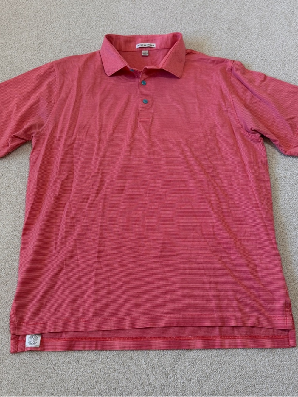Peter Millar Coral Pink Short Sleeve Polo Mens L Golf